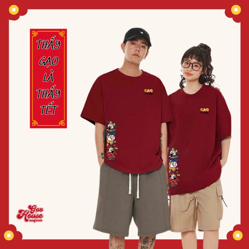 2025 Bộ sưu tập TET Áo thun ngắn tay GAO HOUSE Cotton ngoại cỡ Form-GHAT020 6
