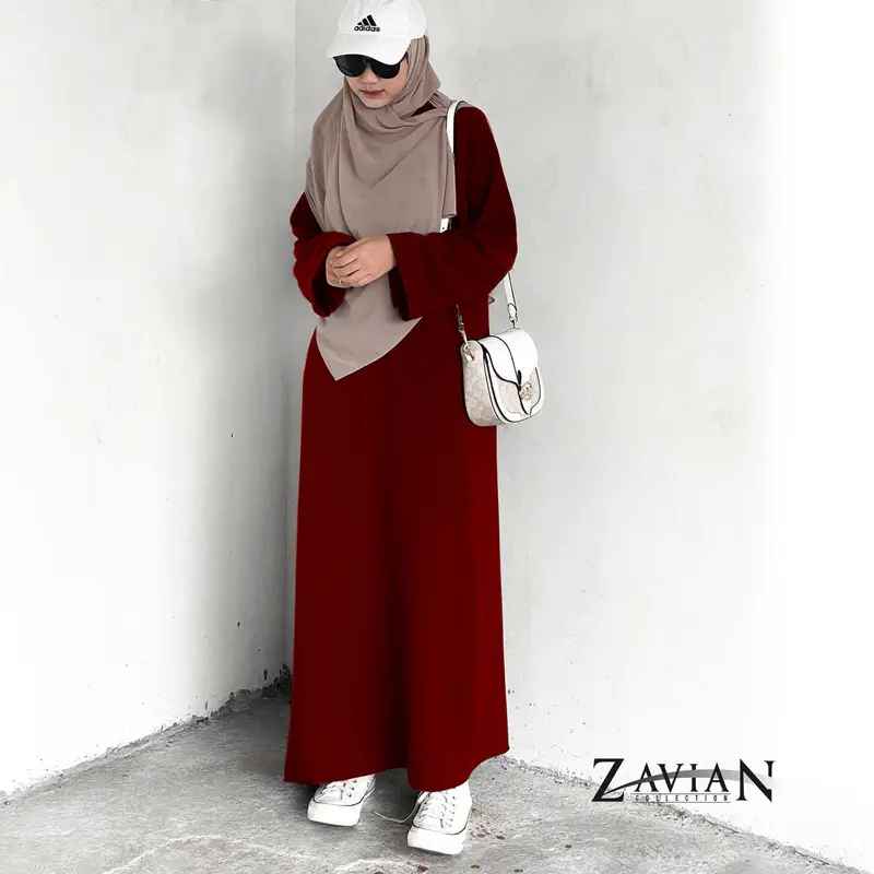 Zavian Gamis Abaya Wanita Kekinian Polos Wolpis Premium Ukuran S M L XL XXL /Basic Abaya Polos Wanita Terbaru Muslim Hitam Remaja Syari Dress Dewasa Maxi Lebaran Mewah Simple Arab Pesta 4