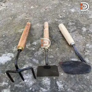 Paket alat berkebun 3 Pcs cangkul Mini garuk 3 Gigi gagang kayu kored Rumput lokal Kwalitas Import