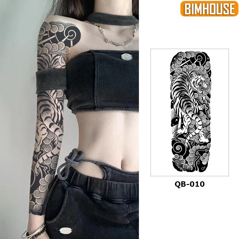 Hình xăm tạm thời QB-010 full cánh tay, miếng dán hình xăm giả chống nước