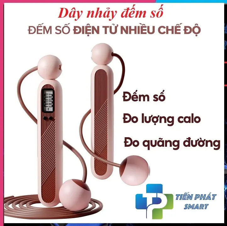 Dây Nhảy Đo Calo Không Dây Có Bóng Đếm Số Vòng, Tính Calo, Quãng Đường Tập Thể Dục, Tăng Thể Lực  Bóng Nhỏ