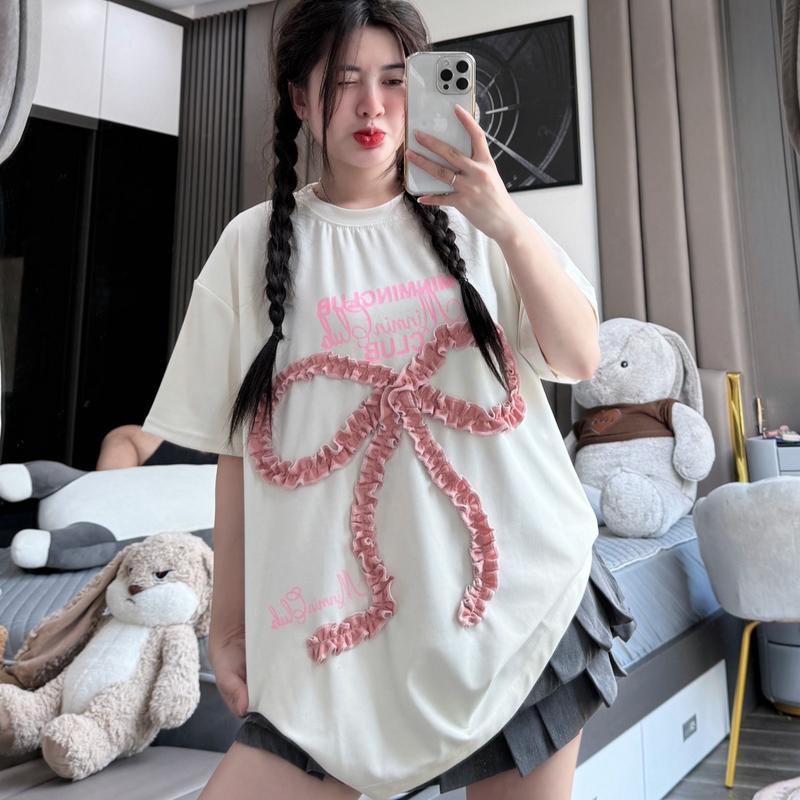 Áo phông FINE loopy, nơ nhún (FORM RỘNG UNISEX)