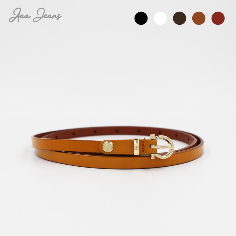 Aaa Jeans - Đai Váy Bản Nhỏ Da Thật 1cm Khóa Tròn Dễ Thương Women belt