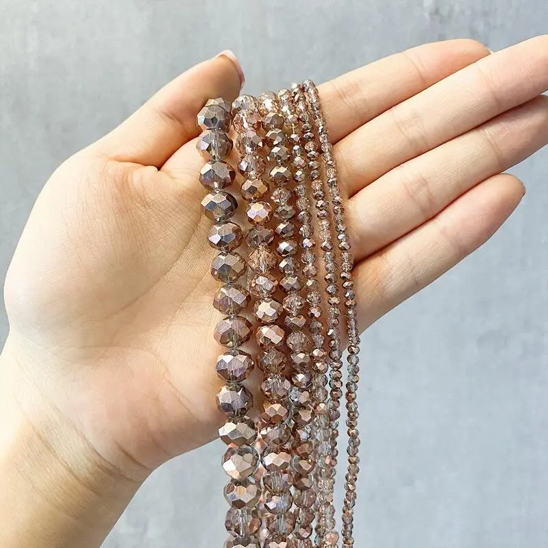 Vòng Tay Hạt, Pha Lê Thủy Tinh, Cắt Hạt Màu, Phong Cách Nhật Bản Và Hàn Quốc, Hạt Phẳng, Nút, Vòng Cổ Đồng Đỏ, Bán Bằng Hạt