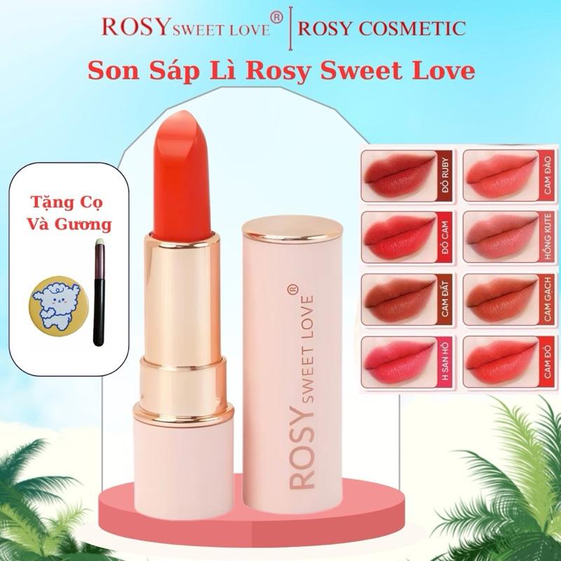 [MUA 1 SON TẶNG 1 CỌ TÁN SON & 1 GƯƠNG] Son sáp Rosy, son không chì, không thủy ngân, lên màu chuẩn, son dưỡng mềm môi kết hợp độ lì nhẹ nhàng,son nữ Women Cosmetic Mỹ Phẩm Son Môi Trang Điểm
