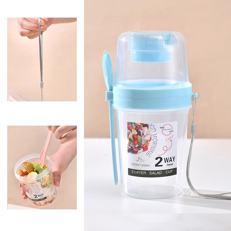 Product Introduction of Bộ Hộp Đựng Cốc Salad, Cầm Tay, Hai Lớp, Thích Hợp Cho Yến Mạch, Ngũ Cốc, Các Loại Hạt Và Sữa Chua, Kèm Nĩa, Thích Hợp Cho Hộp Cơm Trưa Trường Học, Hộp Bảo Quản Thực Phẩm 26