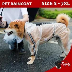 Jas Hujan Hewan Anjing Baju Anti Air Pet Dog Raincoat Hoodie Suit Full
