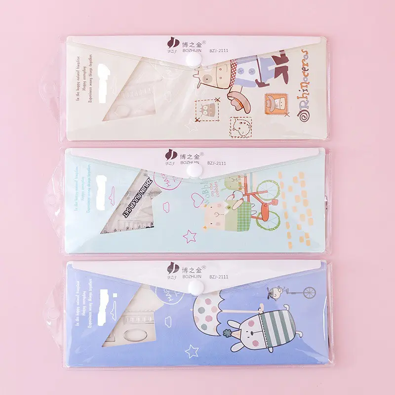 Bộ đồ dùng học tập 4 thước eke đóng túi kích thước 20cm nhiều mẫu mã lựa chọn 2