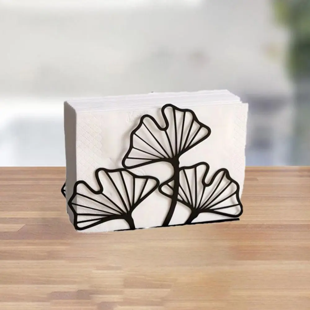 Sturdy High-end Ginkgo Leaf Napkin Holder Simple Handicraft Metal Tissue Holder Modern Iron Tissue Rack Kitchen Accessory