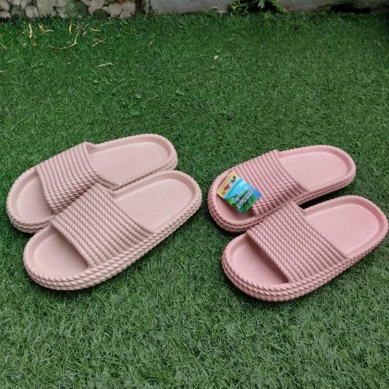 Sandal slop YITAI D005(36-40)SANdal slop wanita/sandal karet wanita/sanda slop karet wanita /sandal casual Putih Pink Hitam Coklat Selop Shoes Sendal Jelly 5
