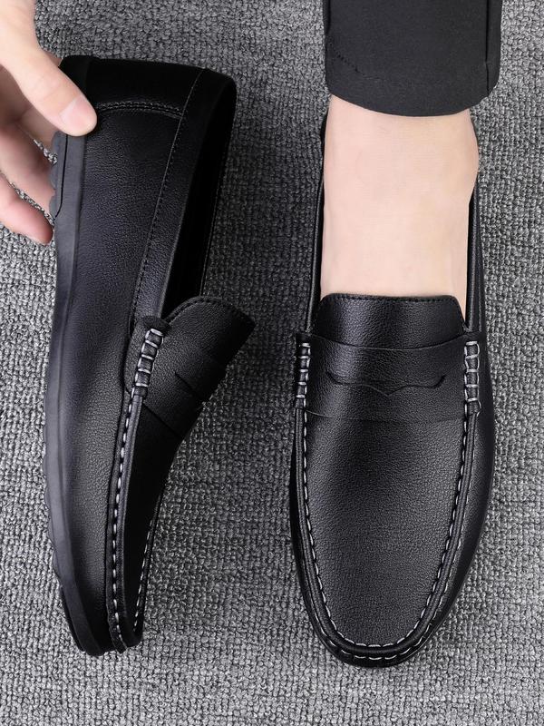 Men's 1 Pair Minimalist Plain Round Toe Slip-on Shoes, Casual Business Style Flat Shoes For Daily Wear, Lightweight Breathable Comfortable Shoes 3