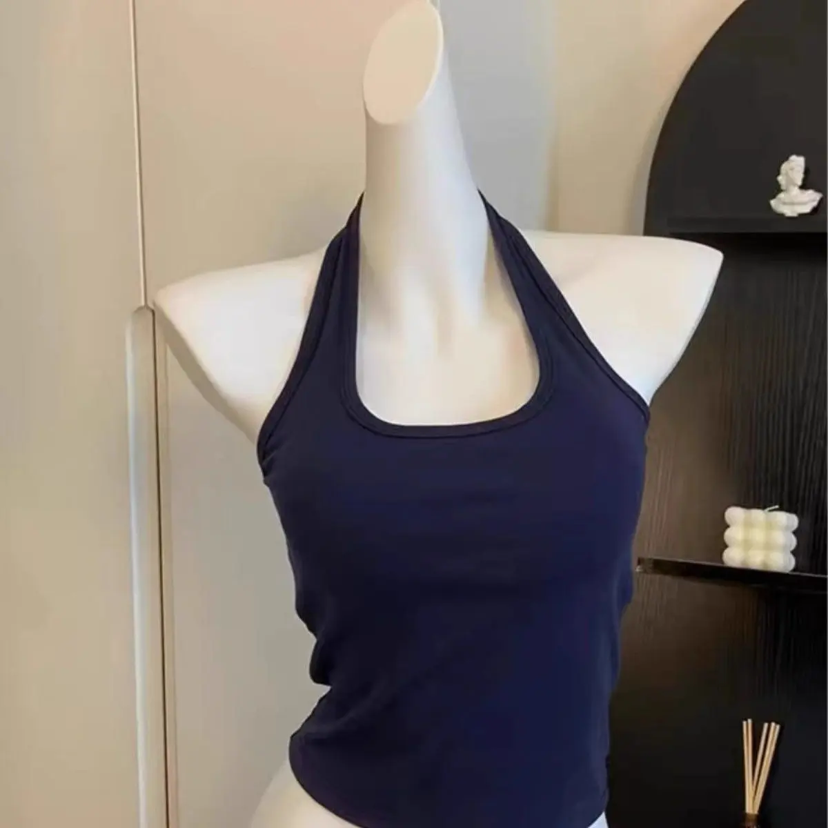 [Store Hot Sale] 2025 Spring Summer New Halter Neck Beautiful Back Camisole Vest for Women Slim Fit Inner Wear Versatile Base Sleeveless Top