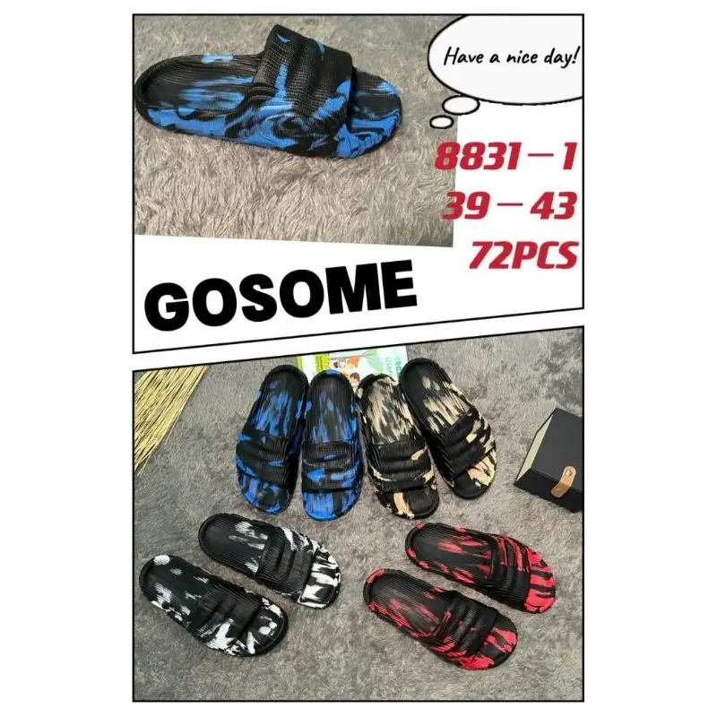 Sandal Pria Sandal Slop Gosome Motif Loreng 39-43 8831 Kasual Merah Sendal 1