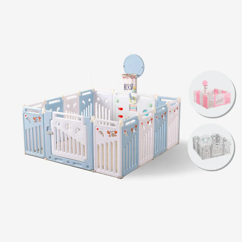 PAGAR MAINAN ANAK 12+2 FREE RING BASKET BABY FENCES PAGAR BAYI PLAYPEN PLAY FENCE KIDDAILY