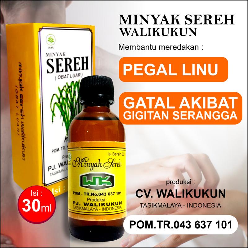 Minyak Sereh Walikukun Original 30 ML, Minyak Herbal Walikukun, Pegal Linu, Gatal di gigit Serangga 1