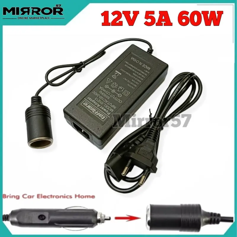 Adaptor Lighter Converter Vacuum Cleaner Mobil AC/DC 220V AC To 12V DC 5A Socket Lighter 0