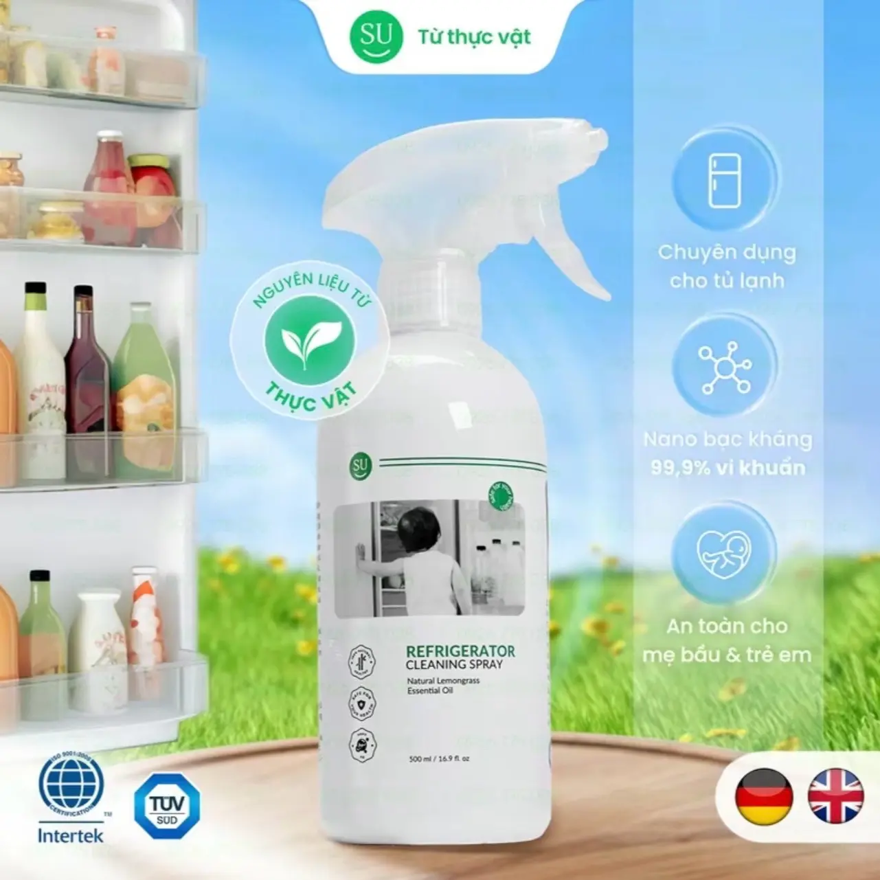 Chai Xịt Vệ Sinh Tủ Lạnh và Lò Vi Sóng SU X5 Cleaner 500ml - Khử Mùi, Khử Khuẩn Hiệu Quả