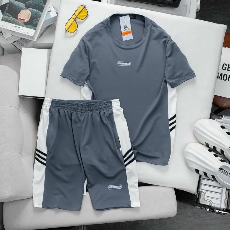 Bộ Quần Áo Nam Phối Eo Vải Thun Cá Sấu Thoải Mái Thoáng Mát Mùa Hè 4 Màu Có Thể Giặt Máy - FashionDT 0