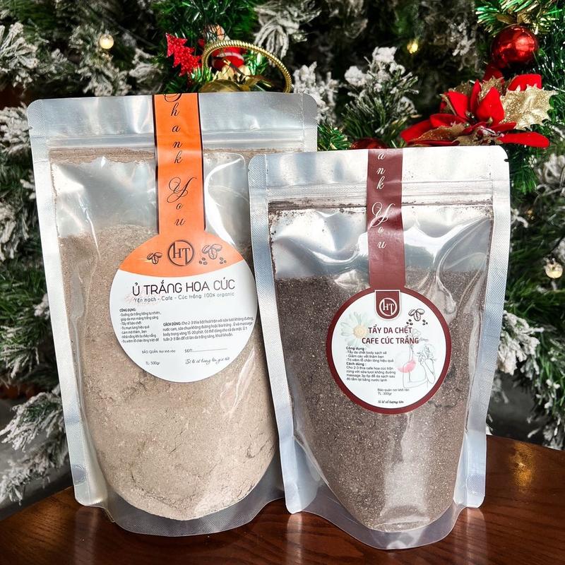 [Combo giá hời HT~ SKIN ] Sản phẩm cafe tẩy tế bào giúp làm sạch da và bột ủ trắng hoa cúc dưỡng sáng da