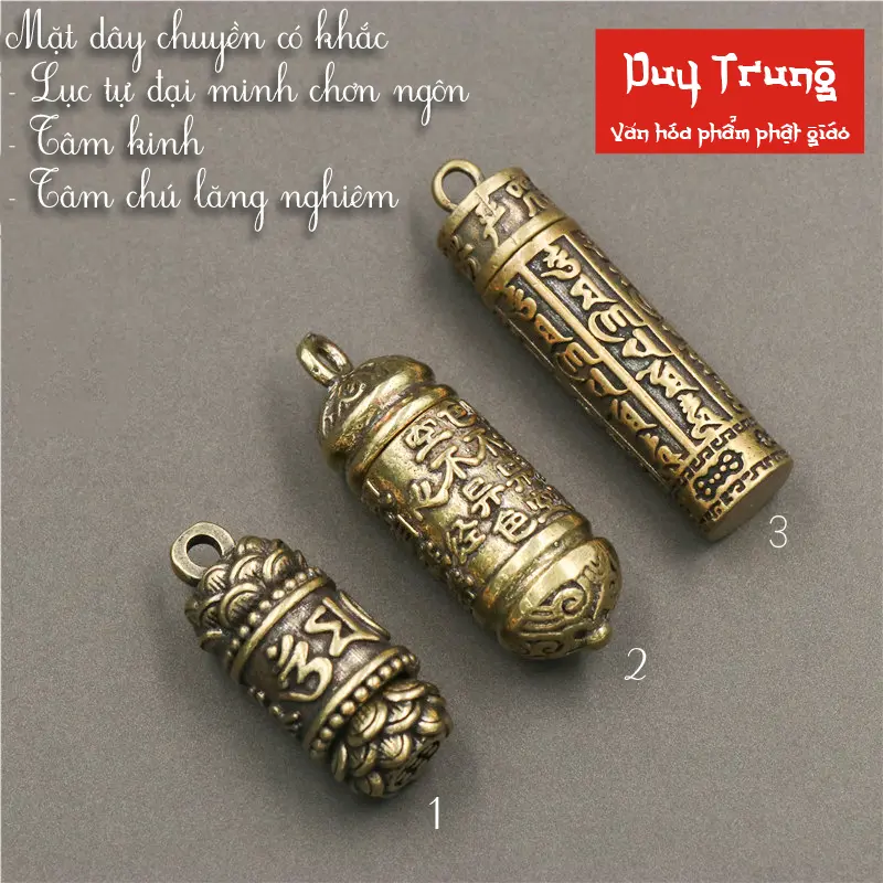 Mặt dây chuyền chú lăng nghiêm ống đồng Hoa Voi
