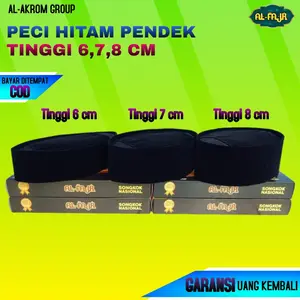 Peci Hitam Pendek Tinggi 6,7,8 cm / Songkok Kopiah Pendek Hitam Polos AC