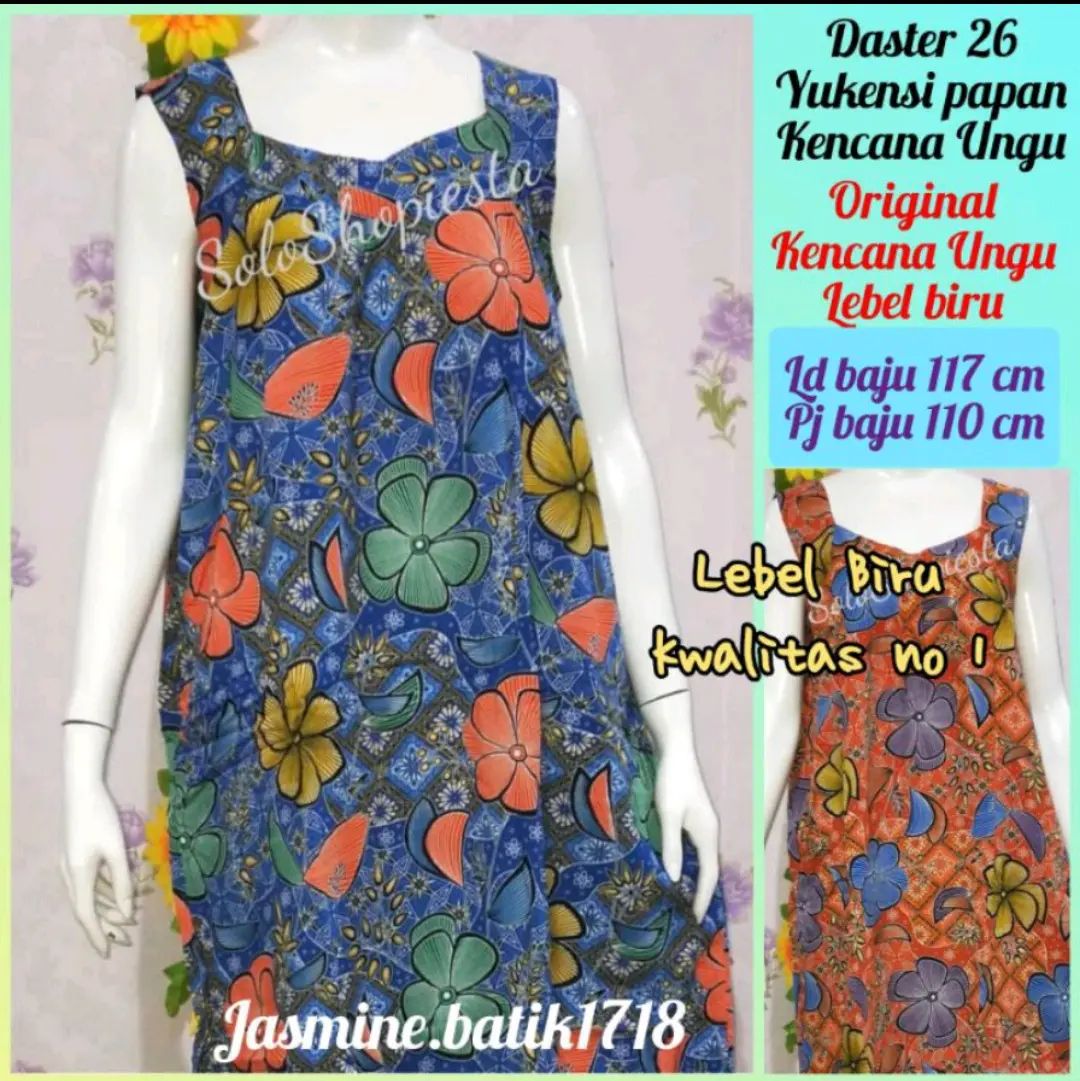 Daster 26 yukensi kencana ungu original lebel biru