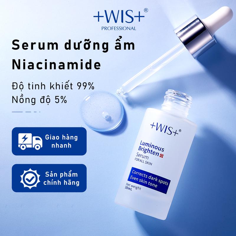 +WIS + Serum chứa 99% niacinamide độ tinh khiết cao và 5% niacinamide nồng độ cao, giúp phục hồi sau khi tiếp xúc với ánh nắng mặt trời và cải thiện làn da xỉn màu do thức khuya và làm sáng tông màu da, 30ml, bằng sáng chế của Hàn Quốc