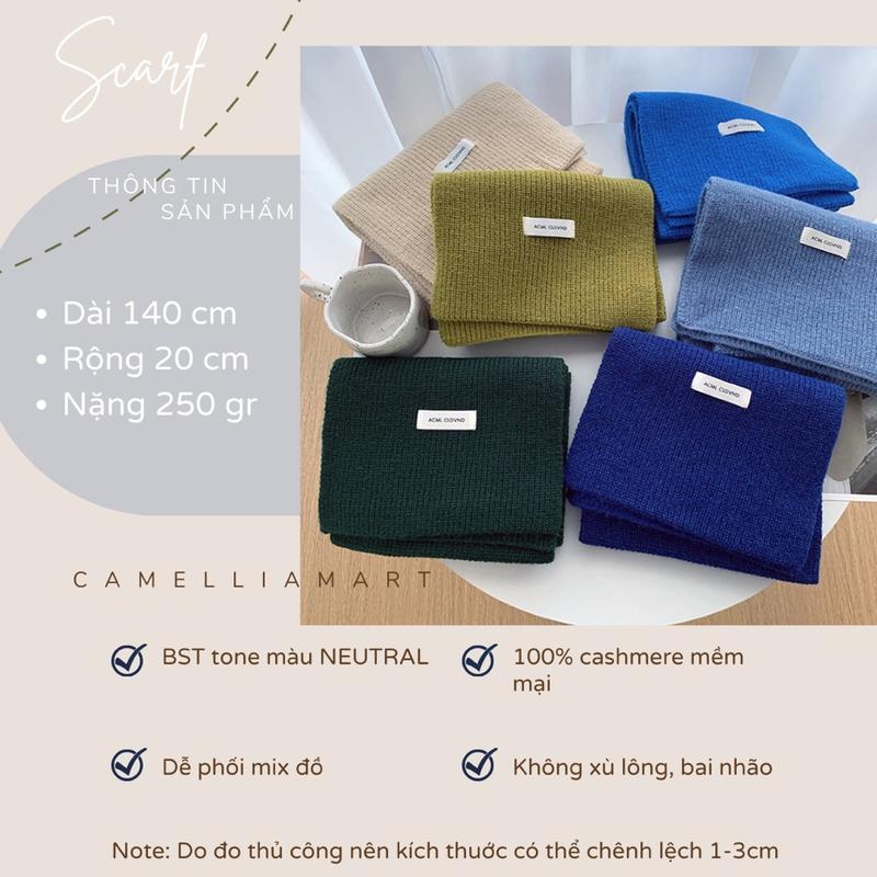 Product Introduction of Khăn len quàng cổ trơn ACML CLOVND unisex chất Cashmere mềm ấm không nhão xù mùa đông 2023 23
