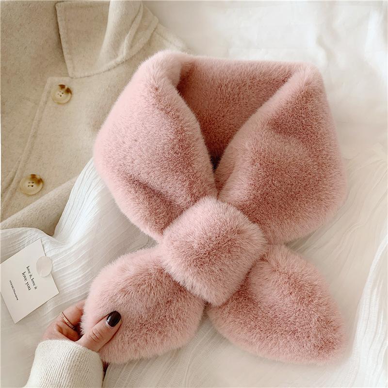 Product Introduction of Winter Plush Scarf for Women Soft Warm Thicken Neckerchief Solid Color Female Scarves 4