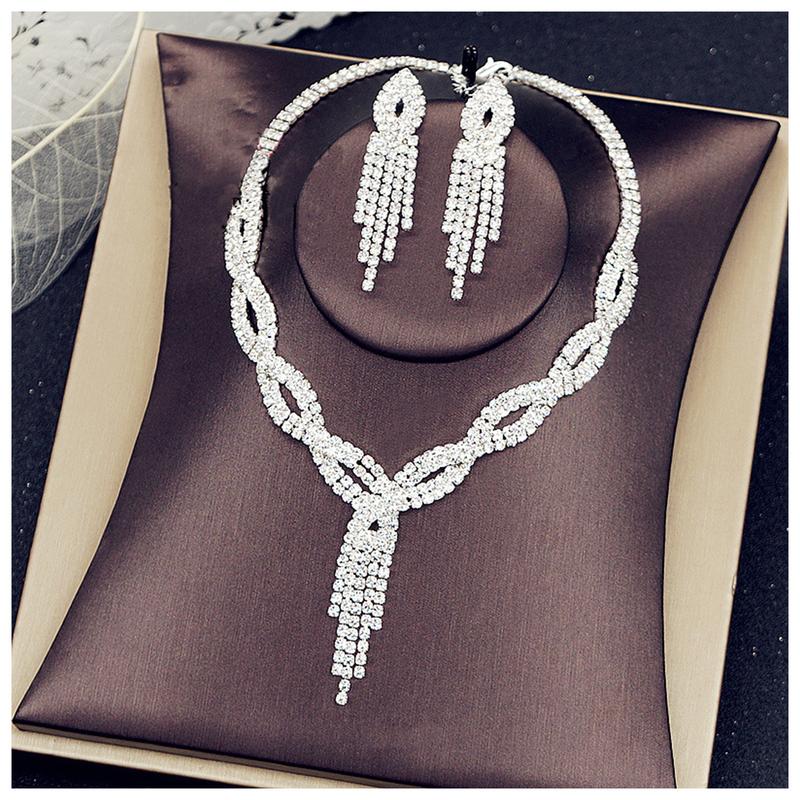 Bộ Bông Tai Vòng Cổ Đính Đính Đá, Màu Bạc, Đính Đá Lấp Lánh, Phong Cách Nghệ Thuật, Thích Hợp Làm Quà Tặng Ngày Lễ Tình Nhân Và Giáng Sinh 2