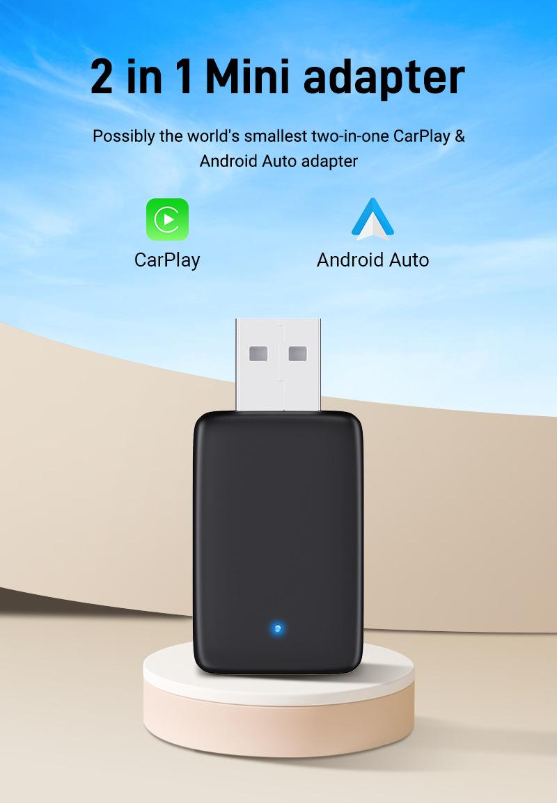 Product Introduction of [2-in-1 Wireless]CarPlay & Android Auto Adapter - Universal Plug & Play, Fast 5G WiFi, Heatproof for Tropical Cars 3