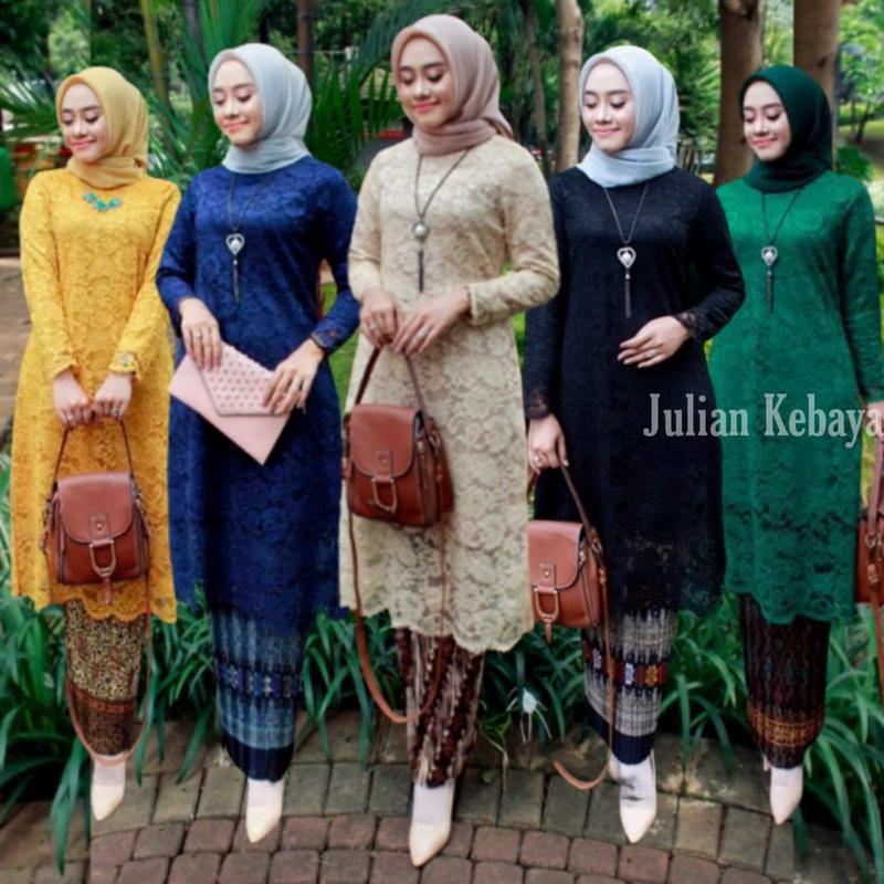 Product Introduction of Setelan Kebaya Brukat Tunik Modern Jumbo / Kebaya Wisuda / Kebaya Pesta Kondangan Baju Batik Tebal Brokat Dress Wanita Atasan set Panjang Lamaran  Mewah Remaja Dewasa 11