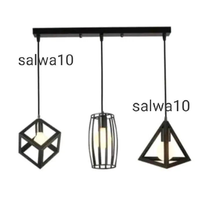 Lampu gantung 3in1 oval+bohlam 3 warna putih 1