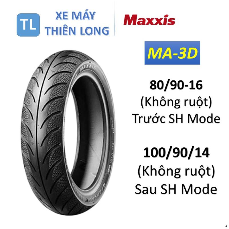  4. Vỏ Lốp Maxxis gai kim cương 3D không ruột 80 90-16 MA-3D & 100 90-14 MA-3D lắp cho  SH Mode 125 các đời. 