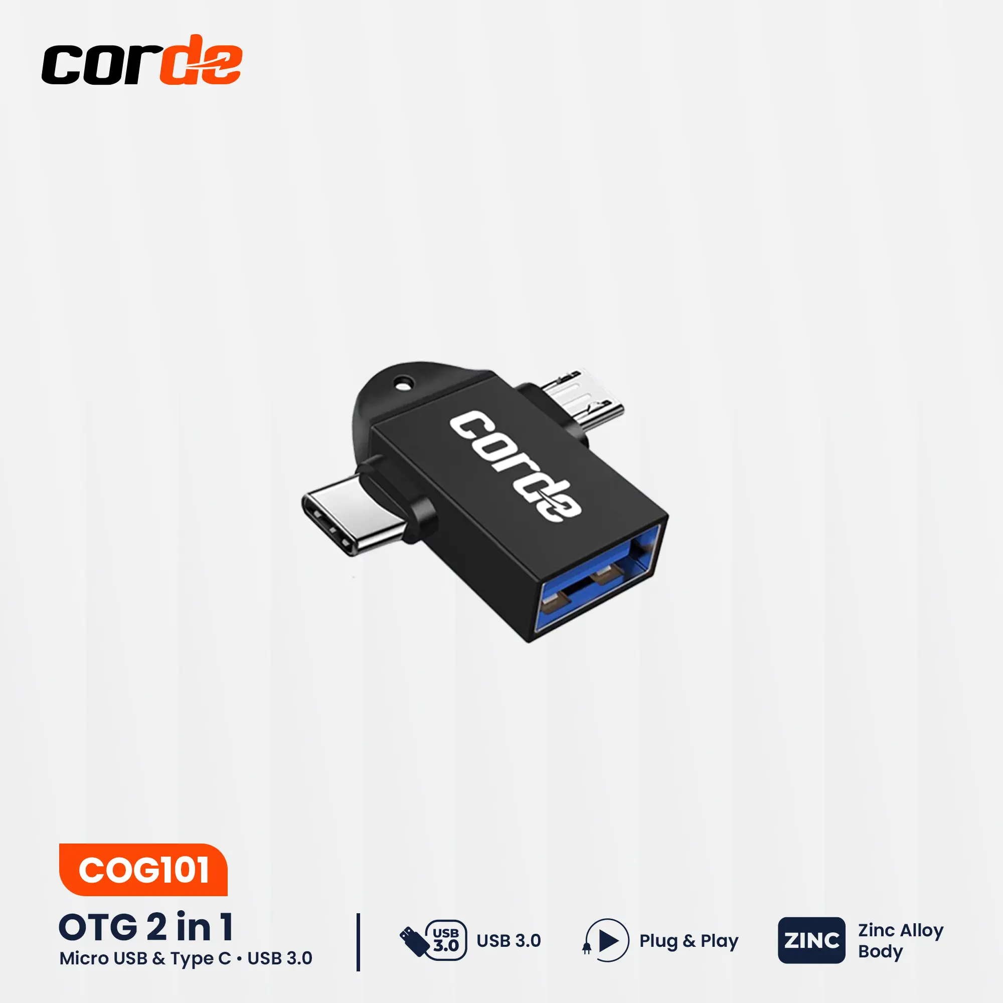 CORDE OTG Adapter 2 in 1 Type C Micro USB to USB 3.0 Converter Data Transfer Flashdisk for Android Samsung Xiaomi Laptop - COG Series