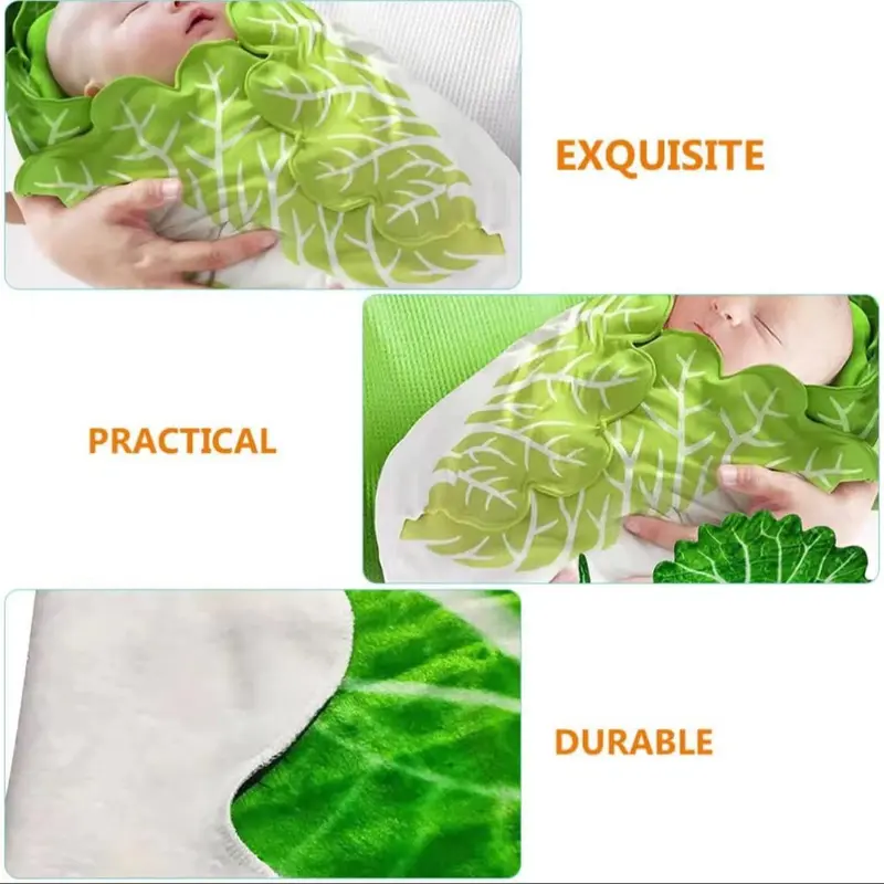 Cabbage Design Blanket, Soft Warm Baby Swaddle Blanket, Air-conditioned Room Blanket, Warm Nap Blanket for Home Office Travel, Bedroom Accessories 4