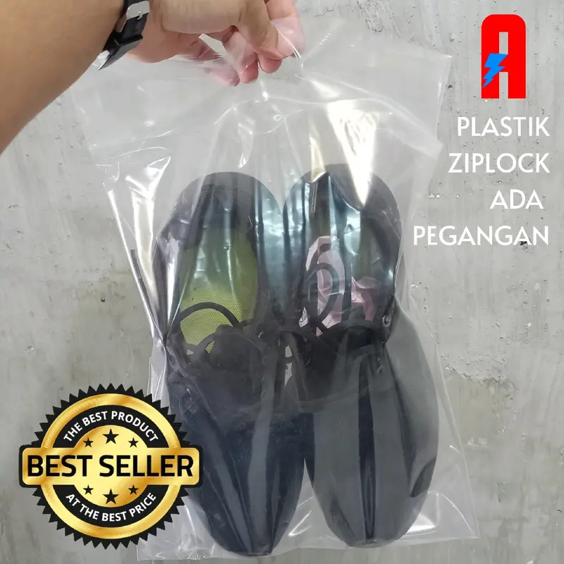 Plastik Sepatu Ziplock dengan Pegangan - Warna Transparan dan Putih Susu - Ukuran 37x30cm 0