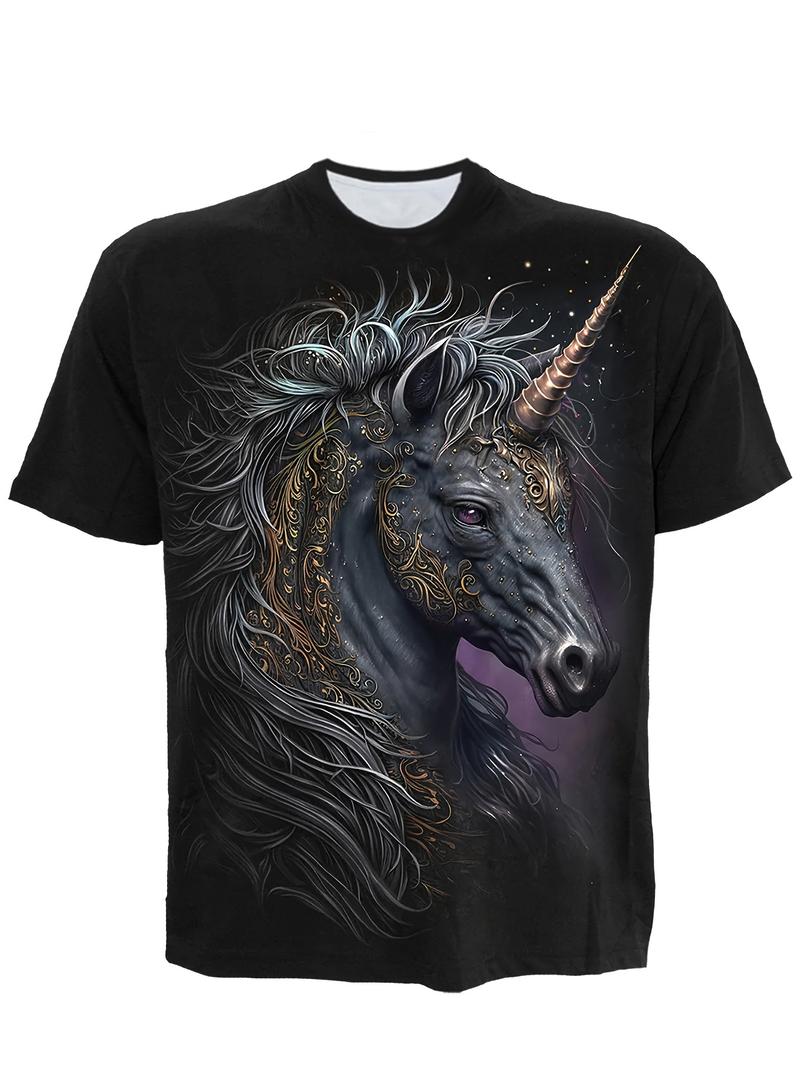 Product Introduction of Fashionable Unicorn Patternt 3D Printed T-shirt: Durable, Elastic, Easy To Care for, Suitable for Casual or Vacation Summer Wear 2