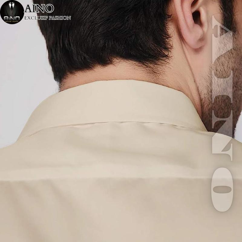 AINO.ID Kemeja Formal Pria Kemeja Kantoran Kemeja Kerja Slim Fit Lengan Panjang Kemeja Putih Kemeja Keren Nyaman 6
