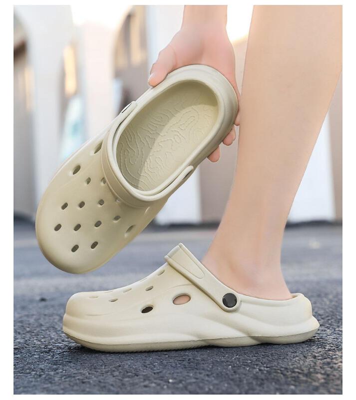Product Introduction of Couple Hot Sale Brand Clogs Men Sandals Casual Shoes EVA Lightweight Sandles Unisex Colorful Shoes for Summer Beach 4