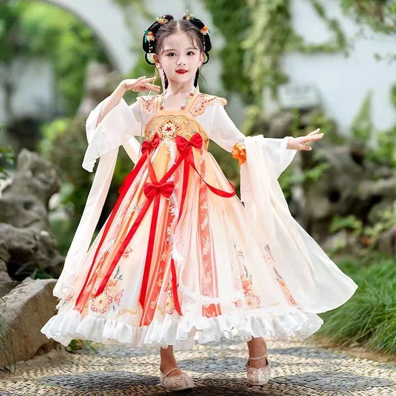 Trang Phục Trung Quốc Hán Cho Trẻ Em, Phong Cách Trung Quốc, Trang Phục Cổ Trang Cho Bé Gái, Váy Công Chúa Siêu Thanh Lịch, Bộ Đồ Tang, Váy Phong Cách Cổ Trang Cho Bé Gái, Bộ Đồ Đầy Đủ Mùa Xuân Và Mùa Thu 5