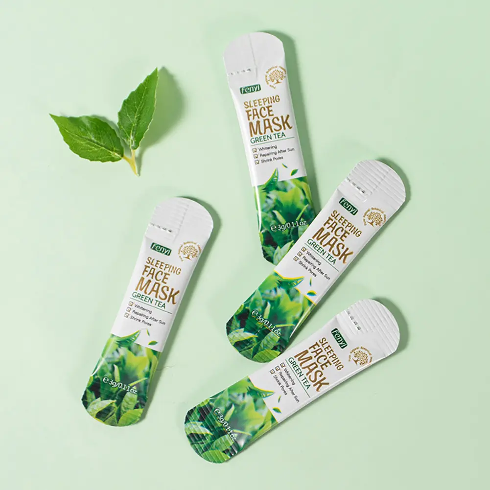 5PCS Green Tea Hydrating Repair Mask Hydrating Green tea extract natural skin care ingredients Safer portable packaging Travel essential 3g【COD】