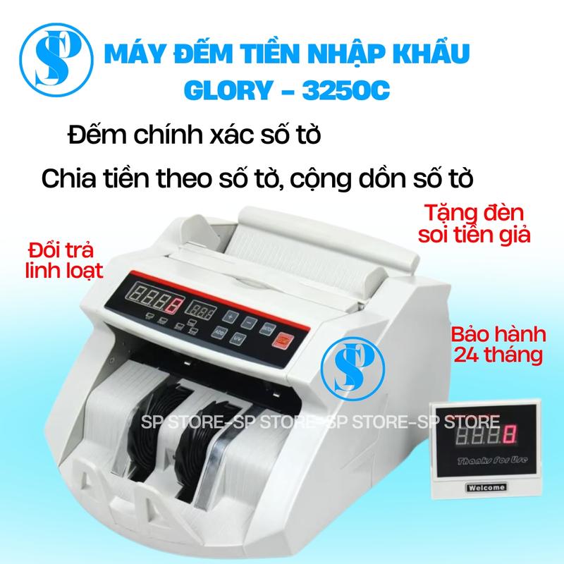 Máy đếm tiền GLORY_3250C,đếm chính xác số tờ,ấn định số tờ cần đếm,cộng dồn, siêu bền
