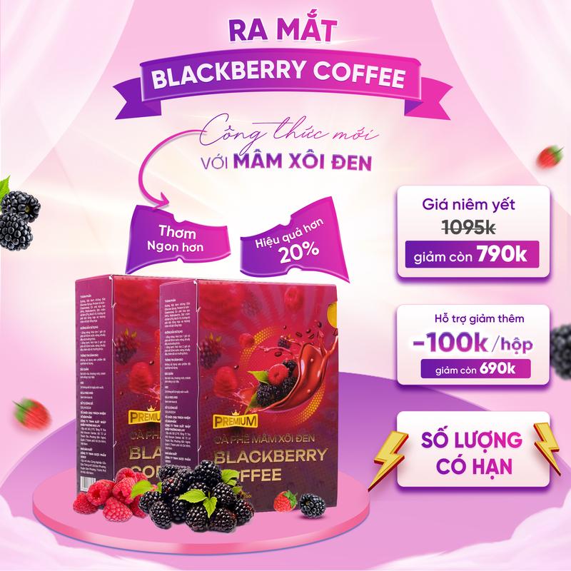 [ Mẫu Mới ] Cà Phê Mâm Xôi Đen Hộp 15 Gói - Blackberry Coffee Chính Hãng Tốt Hơn Mẫu Cũ 20% Cafe