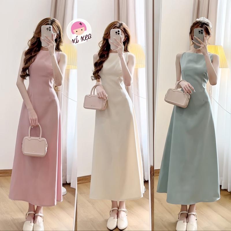 Váy cổ thuyền XIXEOSHOP dáng dài xòe chất ý hàn quốc - V172