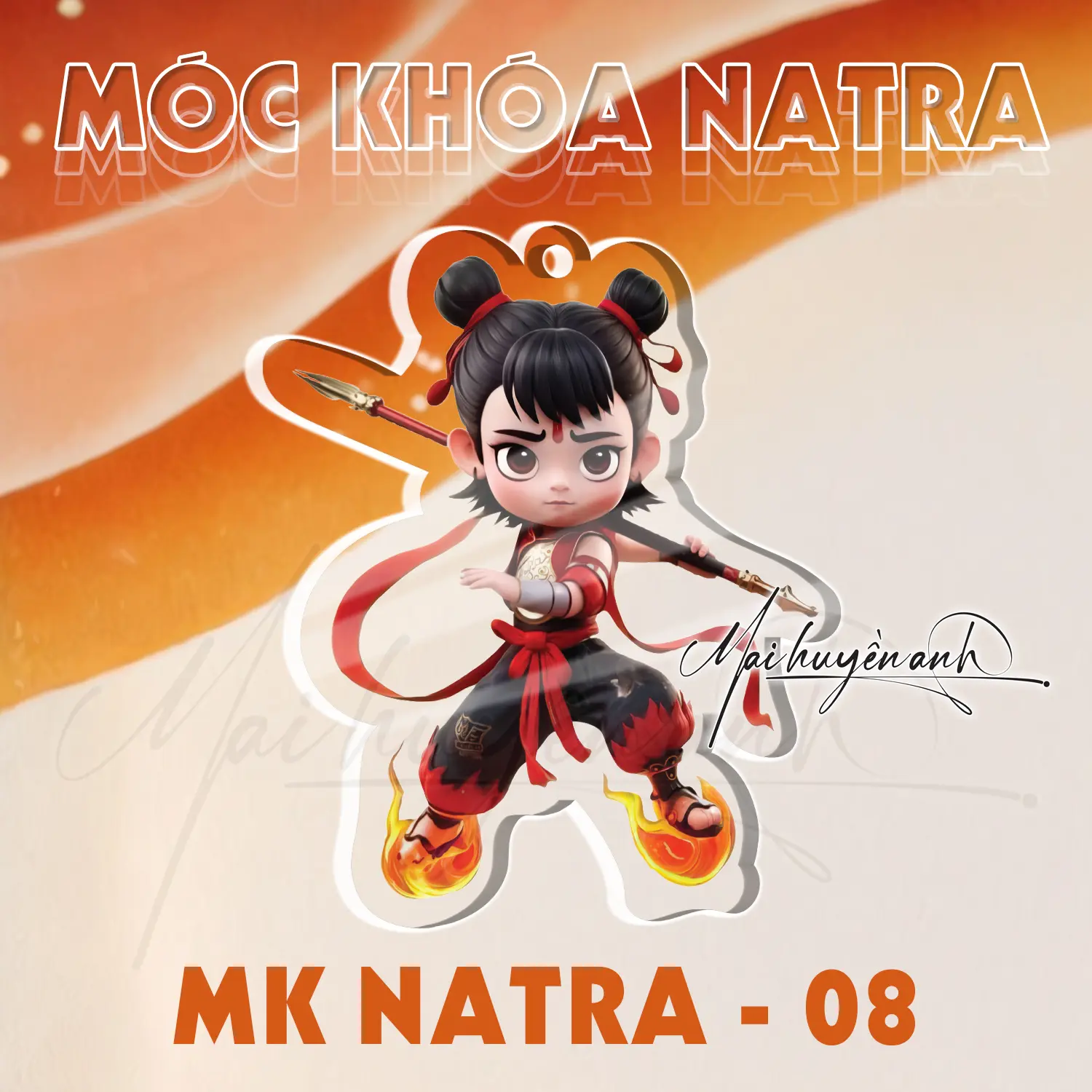 Móc khóa NATRA có vũ khí 2 mặt nhựa mica, móc chìa khoá Acrylic mô hình nhân vật dễ thương INSIEURE
