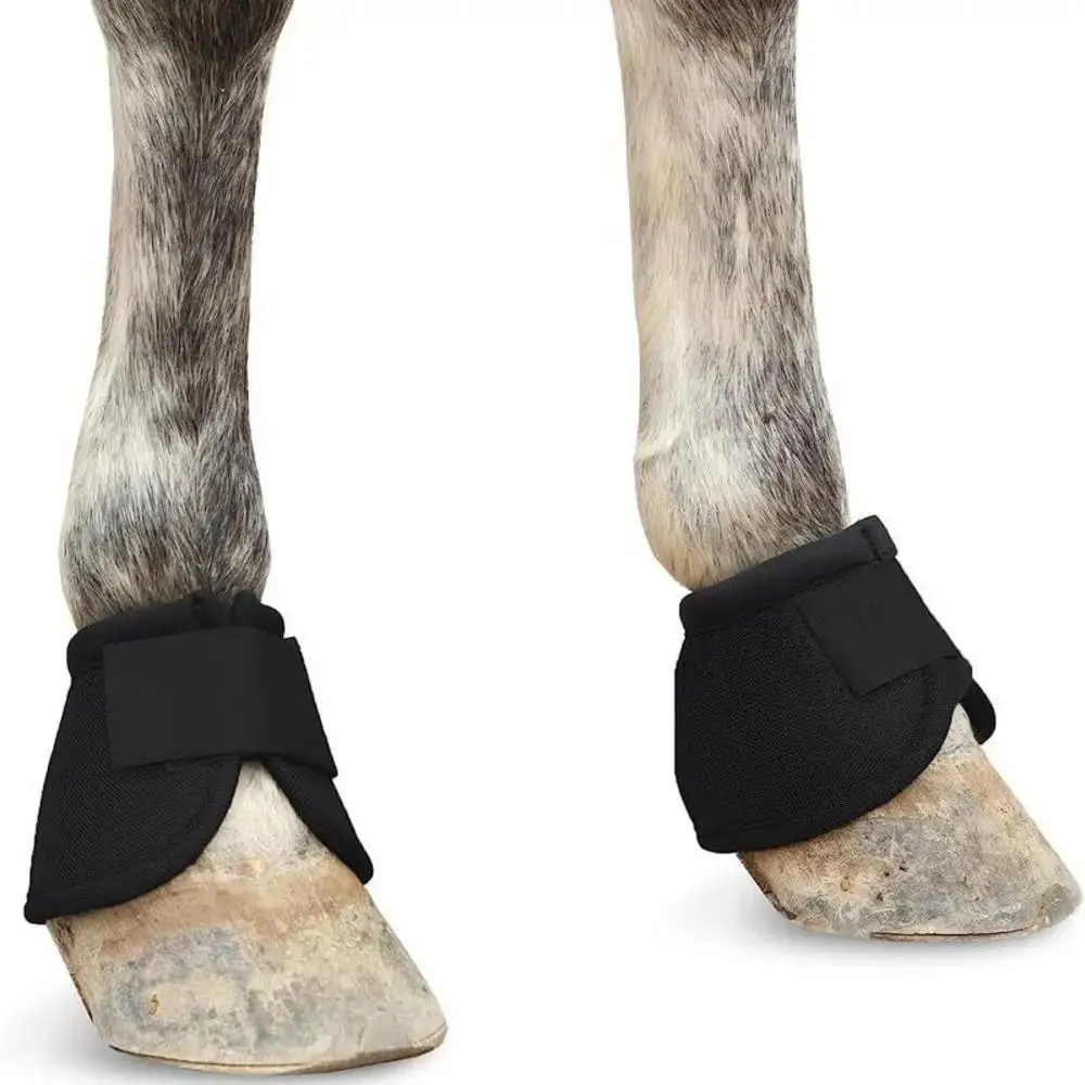 1pair Durable Horse Feet Guards Oxford Fabric Black Horse Boots Reusable Tear Resistant Hoof Wrists Protector Horse Riding Equipments