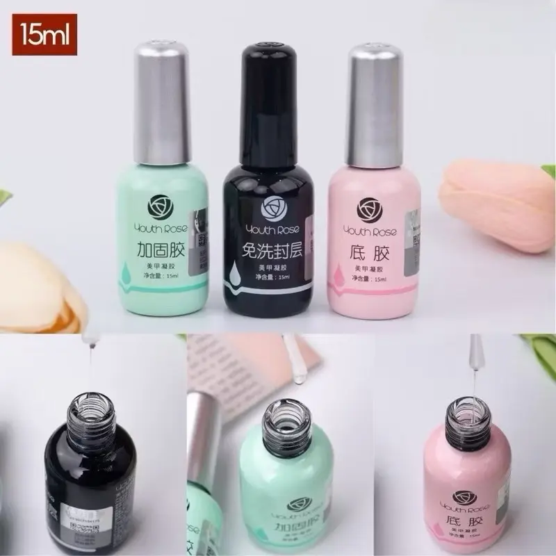 Combo set 3 chai Base + Top + Cứng móng Hoa hồng , bộ liên kết sơn gel  hoa hồng