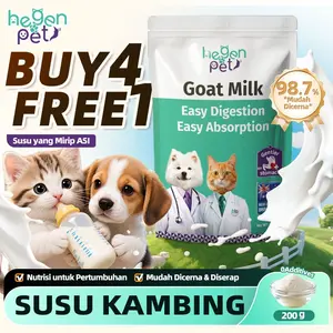 Hegen Pet Susu Kambing Bubuk untuk Anak Kucing/Anjing - Pengganti ASI, Nutrisi Tinggi, Mudah Dicerna GROWSSY