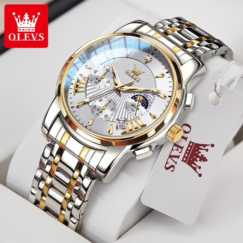 OLEVS Đồng hồ nam chính hãng thạch anh dây thép không gỉ dạ quang chống nước 2892 Đeo Tay Watch